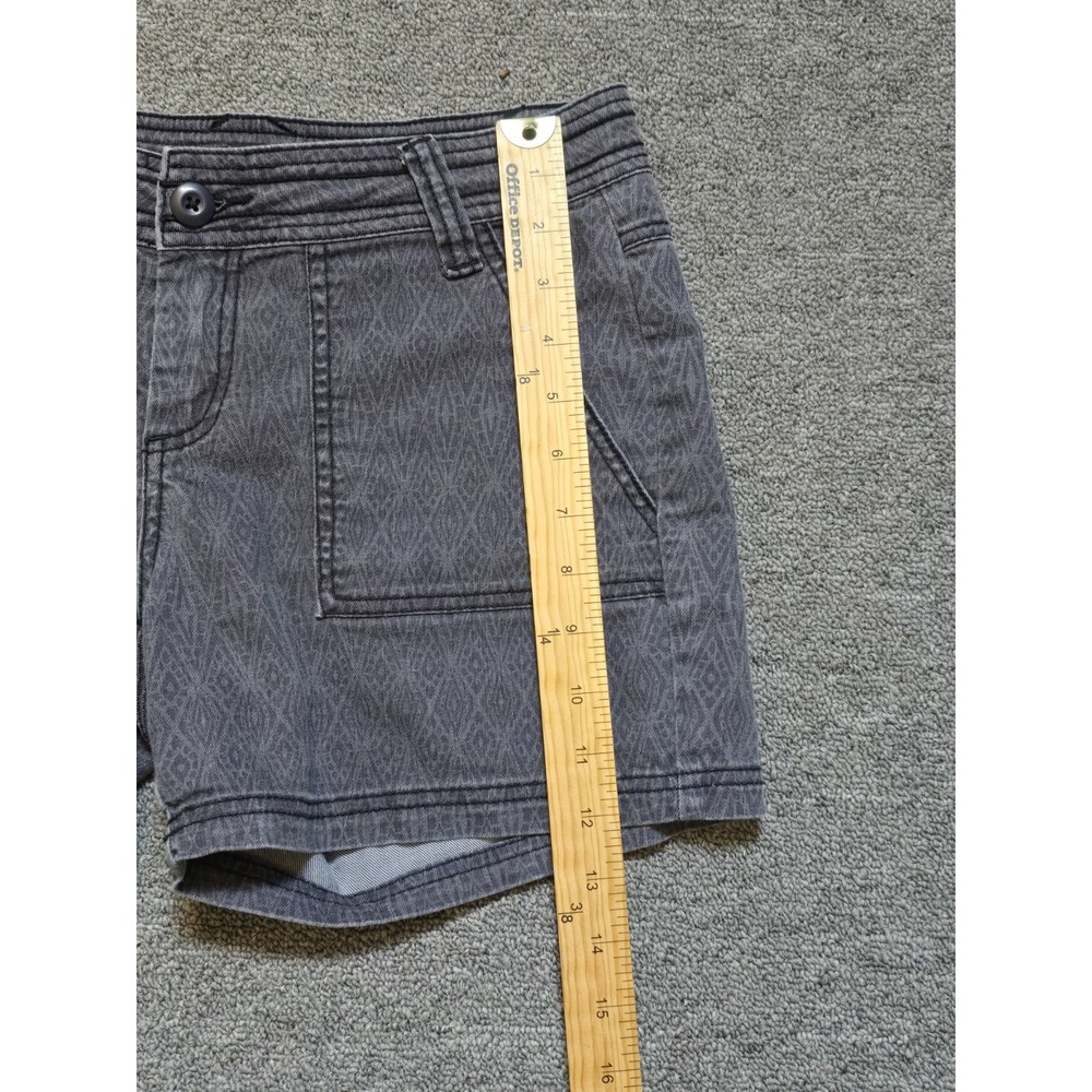 Prana Denim Shorts Womens SIZE 4 Tess Gray Diamond Lightweight Organic Cotton - Picture 4 of 10